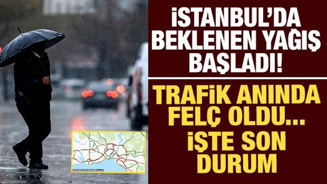 İstanbul'da beklenen yağış başladı, trafik bir anda felç oldu: İşte son durum!
