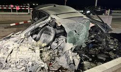 Kuzey Marmara'da feci kaza! Beton bankere çarpan araç hurdaya döndü