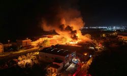 Samsun'da fabrika yangını havadan görüntülendi