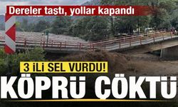 Son dakika: 3 ili sel vurdu! Köprü çöktü! Dereler taştı, yollar kapandı
