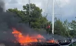 Göcek'te tekne alevlere teslim oldu