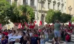 İspanya'da İsrail eylemi! Binler sokağa döküldü!