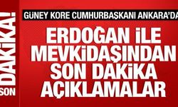 Cumhurbaşkanı Erdoğan, Güney Koreli mevkidaşı ile ortak açıklama yapıyor