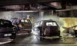 Otoparkta yangın paniği: 3 araç hasar gördü, 18 kişi tahliye edildi