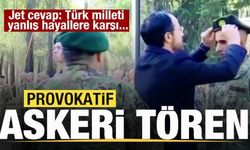 Provokatif askeri tören! Jet cevap: Türk iradesi karşısında karşılık bulamayacak