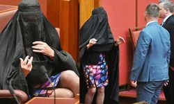 Provokatif eylem! Kara çarşafla Meclis'e geldi