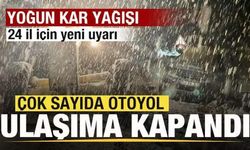 Yoğun kar yağışı! Her yer beyaza büründü! Yollar trafiğe kapandı! 24 il için uyarı