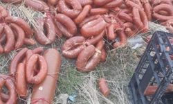 Yüzlerce kilo et ürünü boş araziye atıldı