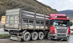 Kavak'ta Yağış Nedeniyle Kayganlaşan Yolda Tır Kazası: Sürücü Yaralandı