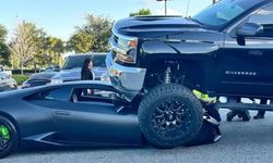 Park Halindeki Lamborghini, Dev Pikap Tarafından Ezildi