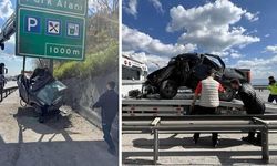 TEM Otoyolu'nda Yön Levhasına Saplanan Otomobilde Sürücü Yaralandı