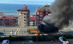 Trabzon Kanuni Bulvarı'nda Taş Kamyonu Alev Aldı