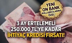3 Ay Ertelemeli 250 Bin TL'ye Kadar İhtiyaç Kredisi İmkanı