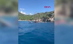 Marmaris'te Cennet Adası Açıklarında Tur Teknesi Battı