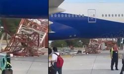 THY Uçağının Kanadı Antalya Havalimanında Radar Direğine Çarptı