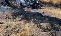Manyas'ta Araç Yangını Otluk Alana Sıçradı, İtfaiye Müdahalesiyle Söndürüldü