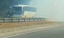Anız yangını, trafikte aksamaya neden oldu