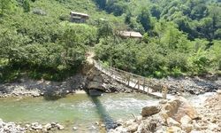 Giresun'da Pazarsuyu Deresi üzerindeki ahşap köprü vatandaşları tehlikeye atıyor