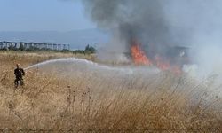 Manisa'da zeytinlikte çıkan yangın itfaiyenin müdahalesiyle kontrol altına alındı