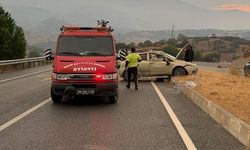 Çine'de otomobil refüje çarparak takla attı: 4 kişi yaralandı