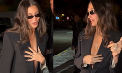 Hailey Bieber Paris Moda Haftası'nda Sütyensiz Siyah Takımıyla Zor Anlar Yaşadı