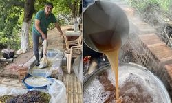 Karacasu'da Asırlık Yöntemle Üzüm Pekmezi Üretimi Devam Ediyor