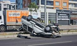Kayseri'de Takla Atan Otomobilin Sürücüsü Yaralanmadan Kurtuldu