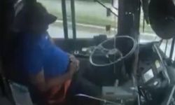 Otobüs şoförünün direksiyon başında uyuması tehlike yaratıyor