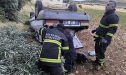 Adıyaman'da otomobil şarampole devrildi, sürücü yaralandı