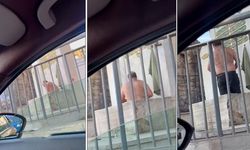 Bağdat Caddesi'nde bir kişi çeşmede üstünü çıkararak duş aldı