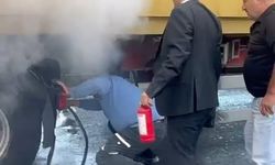 Bolu'da seyir halindeki tırın lastik yangınına vatandaşlar müdahale etti