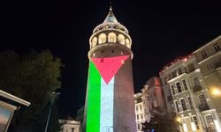 Galata Kulesi Filistin Bayrağıyla Aydınlatıldı