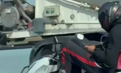 Kuzey Marmara Otoyolu'nda motosikletli kuryenin tehlikeli sürüşü kamerada