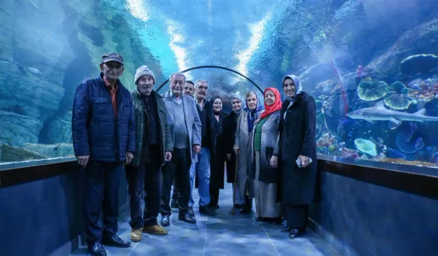 Huzurevi sakinlerinin akvaryum keyfi