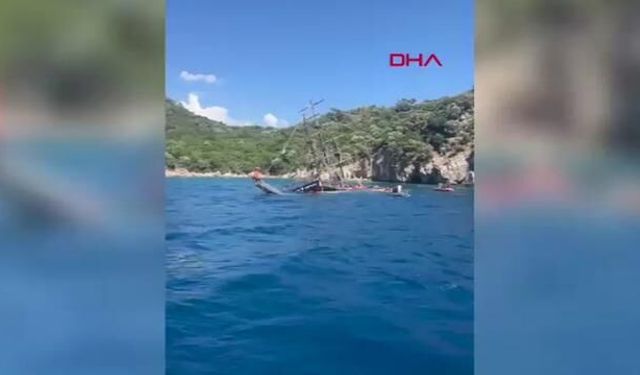 Marmaris'te Cennet Adası Açıklarında Tur Teknesi Battı