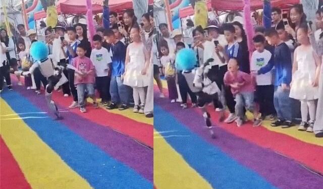 Çin'de Palyaço Peruklu Robotun Çocuğa Tekme Attığı Anlar Sosyal Medyada Gündem Oldu