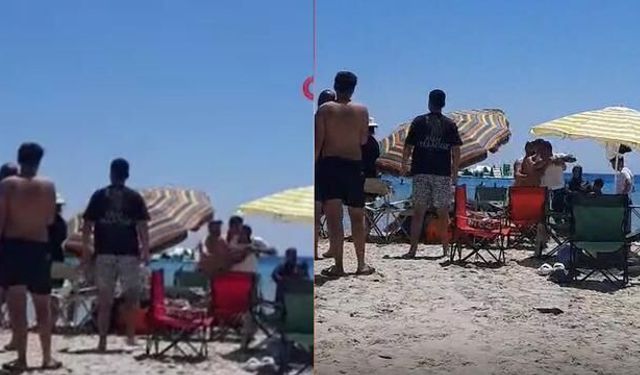 Çeşme Altınkum Plajı'nda Şemsiye Kavgası Kameralara Yansıdı