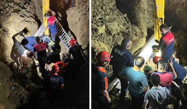 Bartın'da toprak altında kalan baba ve oğlu kurtarma çalışmalarıyla hastaneye kaldırıldı