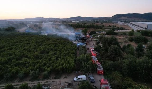 Bursa'da Çiftlik Yangını Havadan Görüntülendi