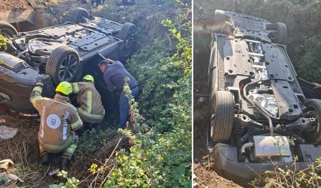 Bursa İnegöl'de otomobil dere yatağına devrildi: 5 kişi yaralandı