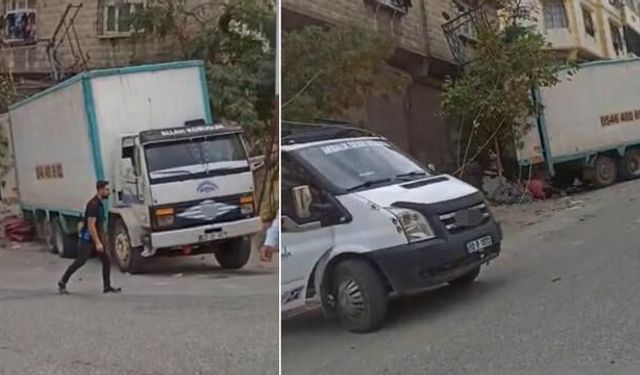 Gaziantep'te freni boşalan kamyon elektrik direği ve eve çarptı