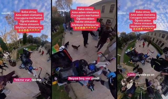 Gülhane Parkı'nda babanın çocuğuna kedilere şiddet öğretmesi tepki topladı