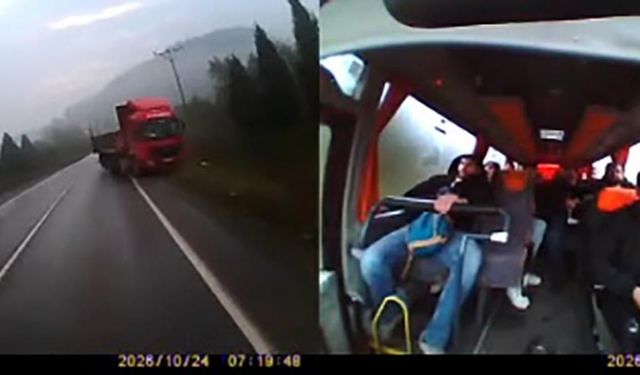 Karabük'te Tırın Hatalı Sollaması İşçi Servisiyle Kaza Tehlikesi Yarattı