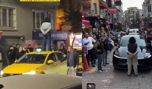 Şişli'de taksi üzerine çıkarak trafiği engelleyen kadının Beşiktaş'ta da benzer davranışı ortaya çıktı