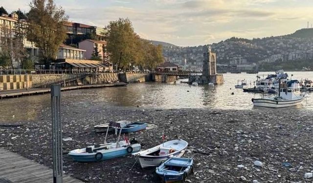 Zonguldak Limanında Sağanak Sonrası Plastik Atıklar Birikti