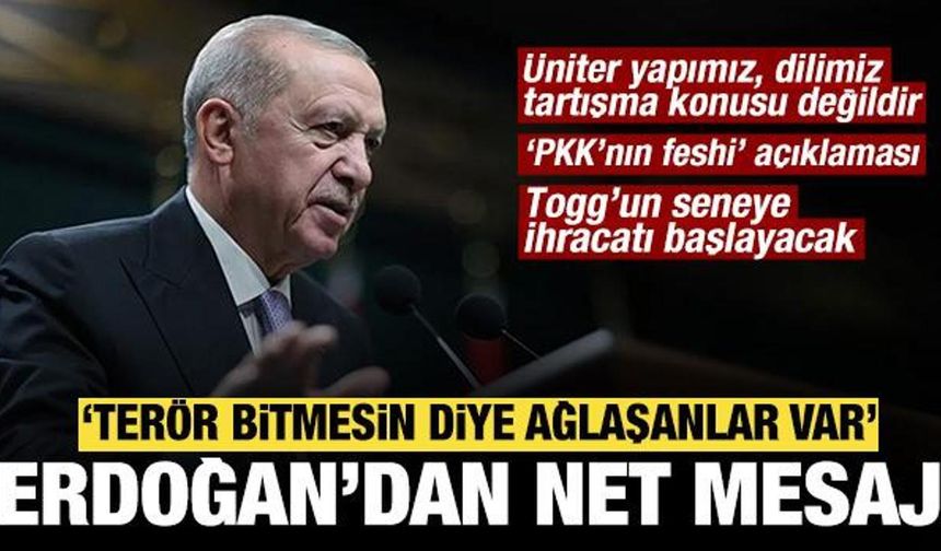 Erdoğan'dan net mesaj: Üniter yapımız, resmi dilimiz, bayrağımız tartışma konusu değildir
