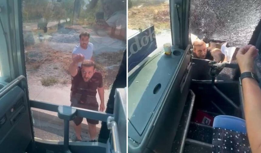Aydın'da turistleri taşıyan otobüse saldırı! Şoförü darbettiler