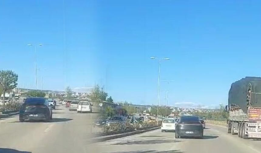 Karabük'te Trafikte Tehlikeli Makas Atma Anları Kamerada