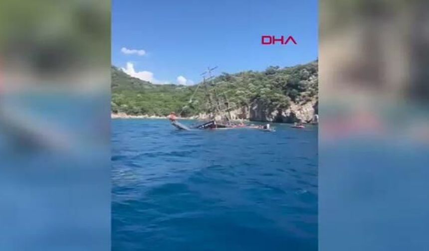 Marmaris'te Cennet Adası Açıklarında Tur Teknesi Battı