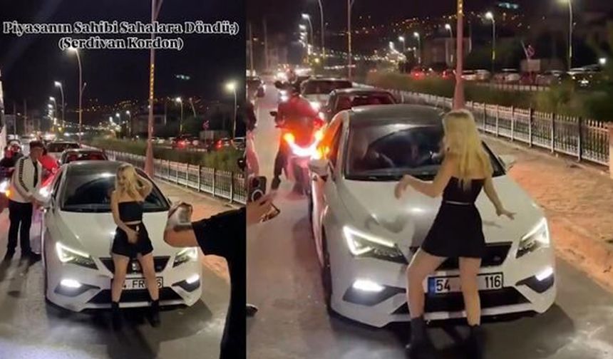 Sakarya'da Trafikte Dans Eden Kadına Binlerce Lira Ceza